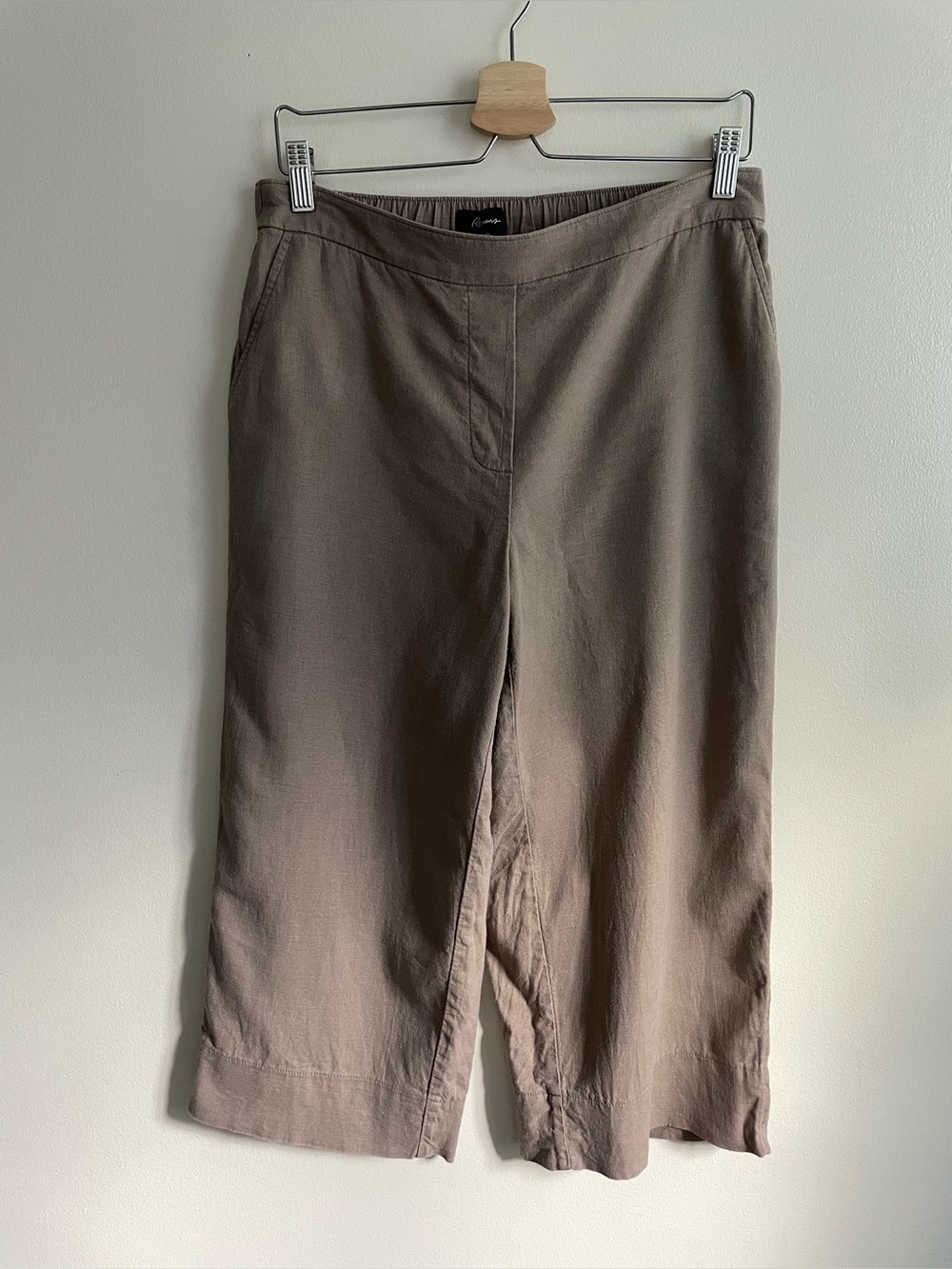 Reitmans Wide Leg Linen Blend Cropped Taupe Pants Summer Minimalist S Petite